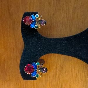 Vintage clip on multicolored stone earrings